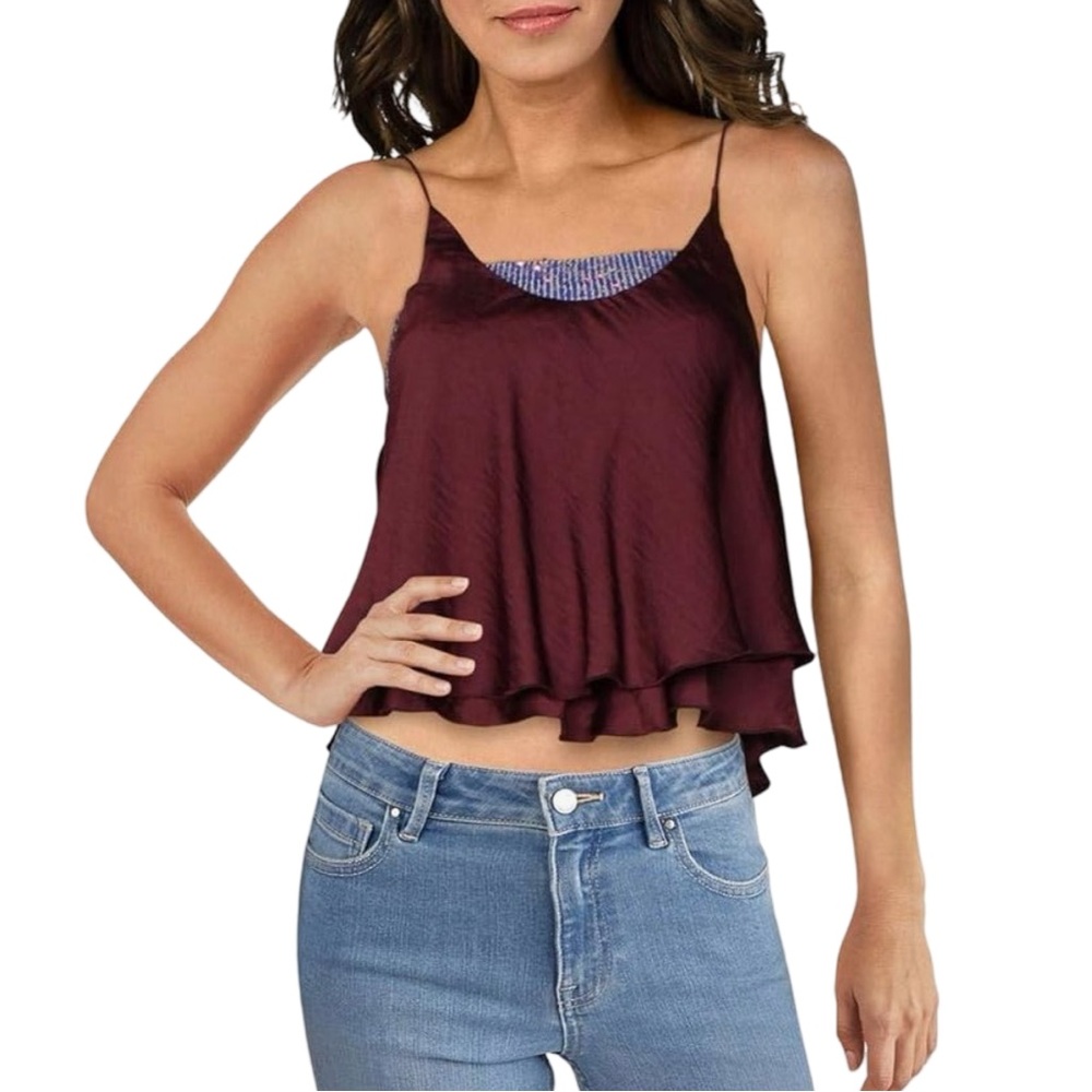 NWT Free People Turn It On Cami Sequin Top